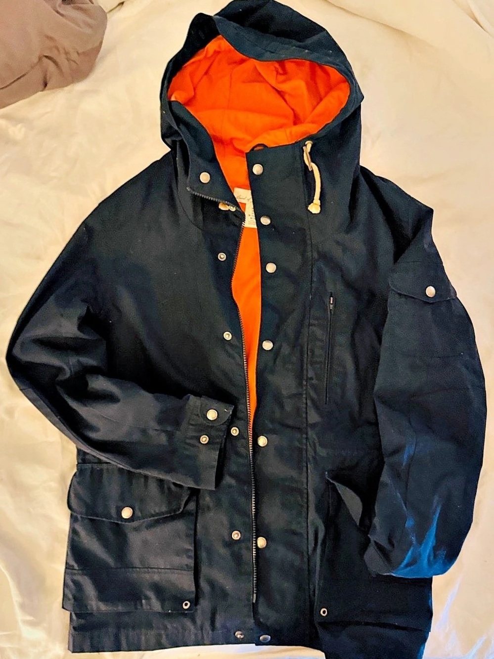 H&M Women’sUtility Hooded Jacket in Navy & Orange Size Medium